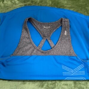 Reebok Gray and Turquoise Blue Sports Tank. Gorgeous